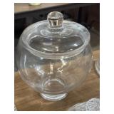12" clear glass footed apothecary jar with lid