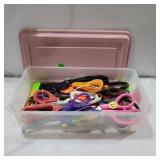 Assorted scissors in container with lid