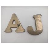 Solid brass A&J  letters 4"