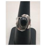 Black onyx art deco ring marked 925 size 6 .165oz