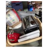 Dual toaster, ziploc Tupperware bowls, table