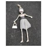 Silvertone fashion doll purse charm