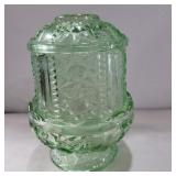 Green depression glass fairy lamp 6.5in tall
