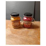 2 GLASS MUG CANDLES STRAWBERRY MELONAND ORANGE