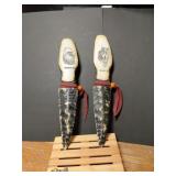 A PAIR OF NATIVE AMERICAN CUSTOM MADE BONE KNIVES