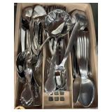 Oneida stainless flatware in tray