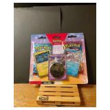 POKEMON 2 BOOSTER PACKS,3 FOIL CARDS1 COIN GIVE