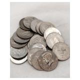 20 Kennedy half dollars mixed years