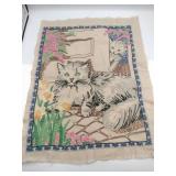 Hand embroidered resting cat 16x21
