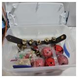 Christmas bells in container with lid