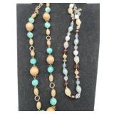 multicolor beaded necklace brown and blue