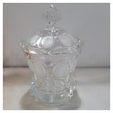 Fostoria clear coin glass covered dish 6.5in