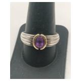 Purple stone ring marked 925/14k.  Size 9.5
