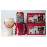 Coca Cola bucket, puzzle, glasses, ect