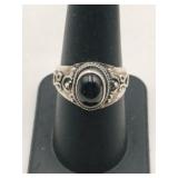 native American black onyx Stone ring unmarked