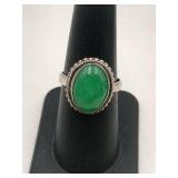 native American greenstone ring marked 925 size 7
