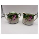 Vintage creamer and sugar bowl sugar lid tops