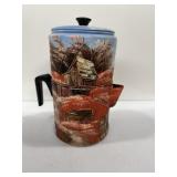 hand-painted enamel metal coffee percolator