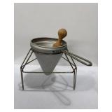 Metal cone food mill, tomato strainer