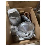 Silver dishes and lids, bowls and candle holder