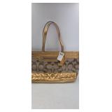 Coach Gold Metallic Trim Signature Jacquard Tote