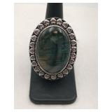 German silver Labradorite stone size 9