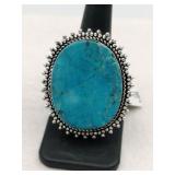 German silver turquoise type Stone ring size 9