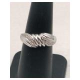 Silver art deco ring marked 925 size 6 .105oz