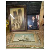Large lot of vintage framed art and photography