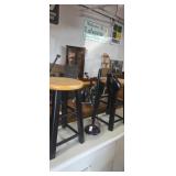 2 small 2ft wooden matching stools with tsble