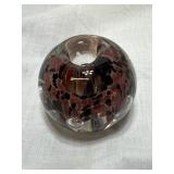 Zimmerman glass paperweight ink pen holder hole
