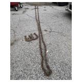 Approximately 25 foot logging chain and two