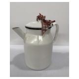 White enamelware coffee pot or teapot