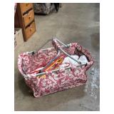 Collapsible canvas and metal picnic basket with