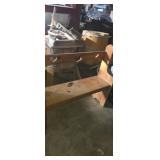 Wooden entryway bench with heart design back