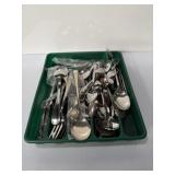 Stainless steel utensils assorted, forks, spoons,