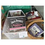 Christmas dinnerware & glassware, basket of
