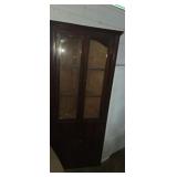 Double glass door corner cabinet with storage