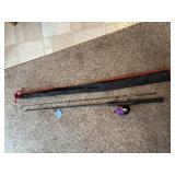 2 pc 6 ft fishing pole with closed face reel
