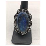 German silver lapis Stone size 8 ring