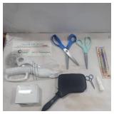 Electric scissors, sewing scissors, magnifying