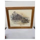 24x20 framed rustic farm print wall art by Hans