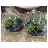 6" hanging glass ball terrariums filled with faux