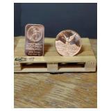 2 - 1 OUNCE .999 FINE COPPER LADY LIBERTY