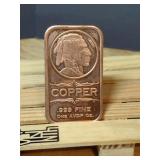 1 OUNCE COPPER BAR BUFFALO NICKEL STYLE.999