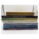 Eight books Iï¿½m Blue Ridge pottery , flow, blue,
