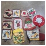 Assorted hot pads and oven mitts