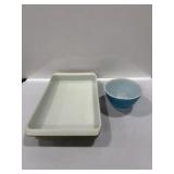 Pyrex blue mixing bowl #401 and large casserole