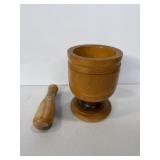 hand-turned wooden mortar and pestle set