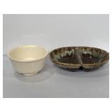 Hull F10 mixing bowl & brown drip ceramic pottery